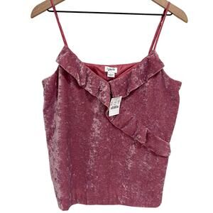 J.Crew Pink Purple Crushed Velvet Ruffle Tank Top Size Medium New